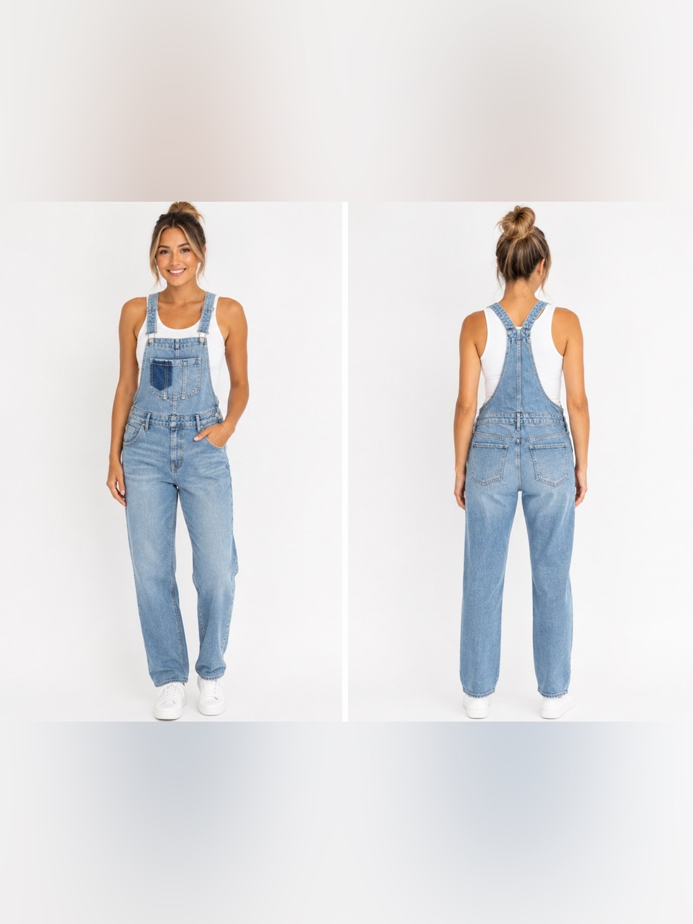 Old Navy Light Wash Denim Women's Overalls with Front Bib Pocket